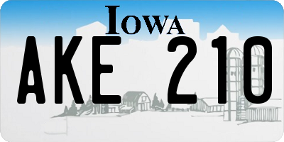 IA license plate AKE210