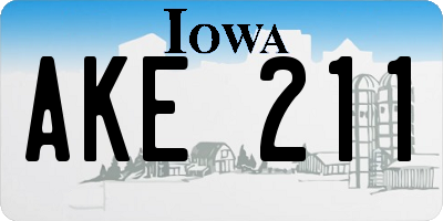 IA license plate AKE211