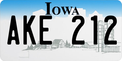 IA license plate AKE212