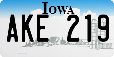 IA license plate AKE219