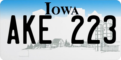 IA license plate AKE223