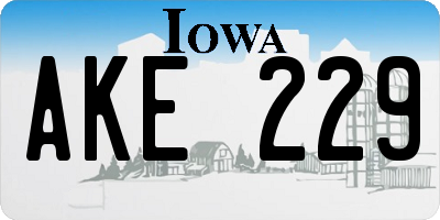 IA license plate AKE229