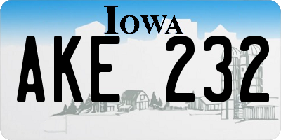 IA license plate AKE232