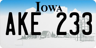 IA license plate AKE233