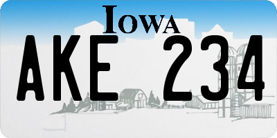 IA license plate AKE234