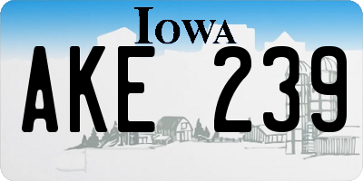 IA license plate AKE239