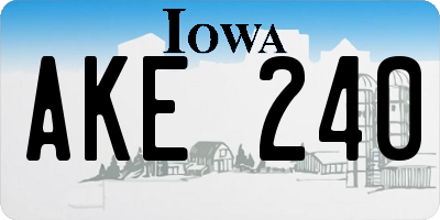 IA license plate AKE240