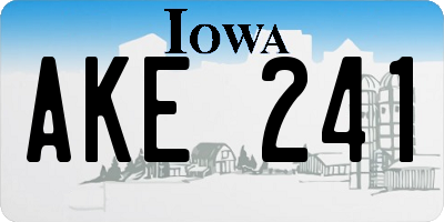 IA license plate AKE241