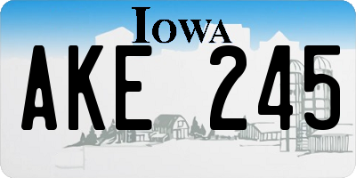 IA license plate AKE245