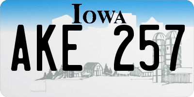 IA license plate AKE257