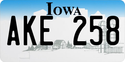 IA license plate AKE258