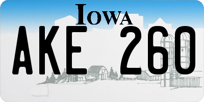 IA license plate AKE260