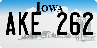 IA license plate AKE262