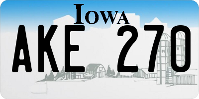 IA license plate AKE270