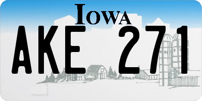 IA license plate AKE271