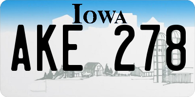 IA license plate AKE278