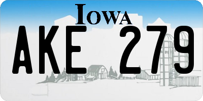 IA license plate AKE279