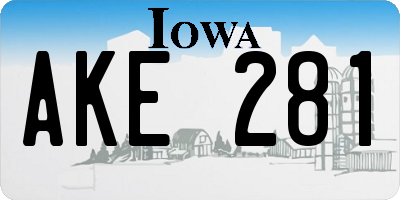 IA license plate AKE281