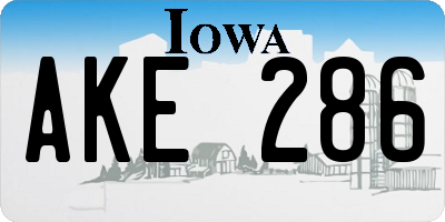 IA license plate AKE286