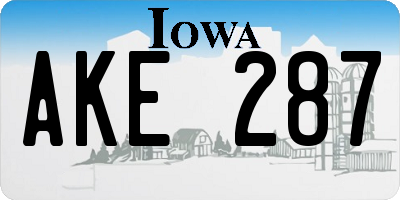 IA license plate AKE287