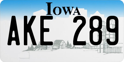 IA license plate AKE289