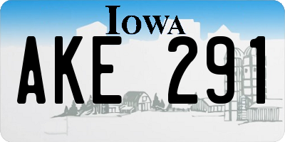 IA license plate AKE291