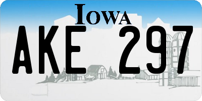 IA license plate AKE297