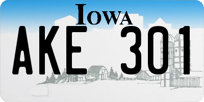 IA license plate AKE301