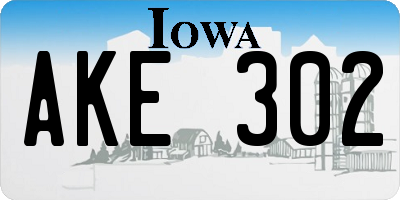 IA license plate AKE302