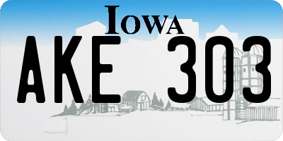 IA license plate AKE303