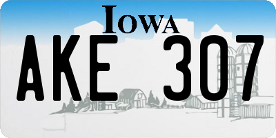 IA license plate AKE307