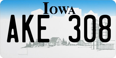 IA license plate AKE308