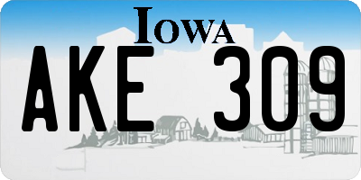 IA license plate AKE309