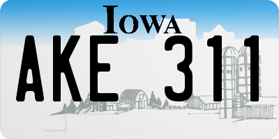 IA license plate AKE311