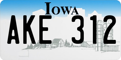 IA license plate AKE312