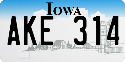 IA license plate AKE314