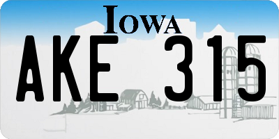 IA license plate AKE315