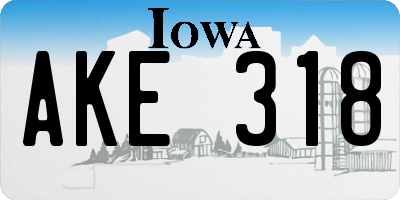 IA license plate AKE318