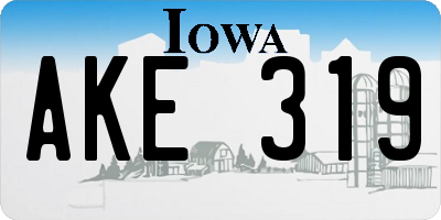 IA license plate AKE319