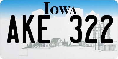 IA license plate AKE322