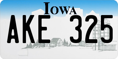 IA license plate AKE325