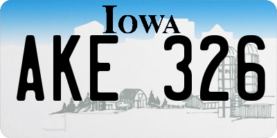 IA license plate AKE326