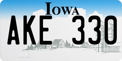 IA license plate AKE330