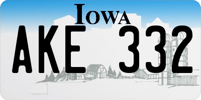 IA license plate AKE332