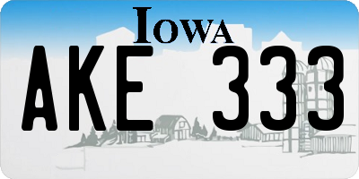 IA license plate AKE333