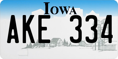 IA license plate AKE334