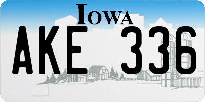 IA license plate AKE336