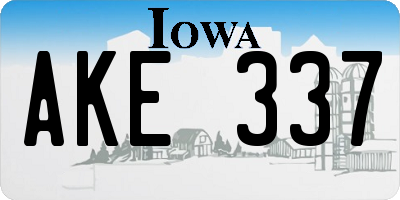 IA license plate AKE337