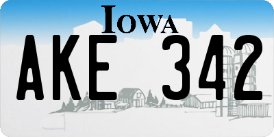 IA license plate AKE342