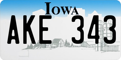 IA license plate AKE343